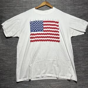 Palm Springs USA Vintage Tourist T Shirt Men's XL White Short Sleeve